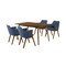 Armen Living Westmont and Renzo Blue and Walnut 5 Piece Dining Set SETWEDI5REWABLU - alternate 1